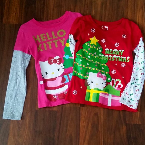 Hello Kitty Other - HOST PICK: Girls' Hello Kitty Christmas shirts, set of 2, size 6/6X, VGUC - EUC